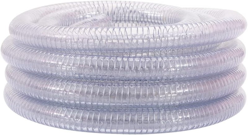 DAVCO 3/4" ID x 25 ft PVC Reinforced Tubing With Spiral Steel Wire, High Pressure Flexible Vinyl Hose Heavy Duty Clear Suction Tube,Non-Toxic, Vacuum Dust Collection Pipe - Image 2